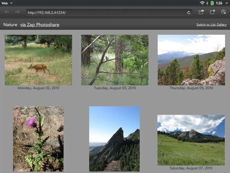 photo gallery: thumbnail grid